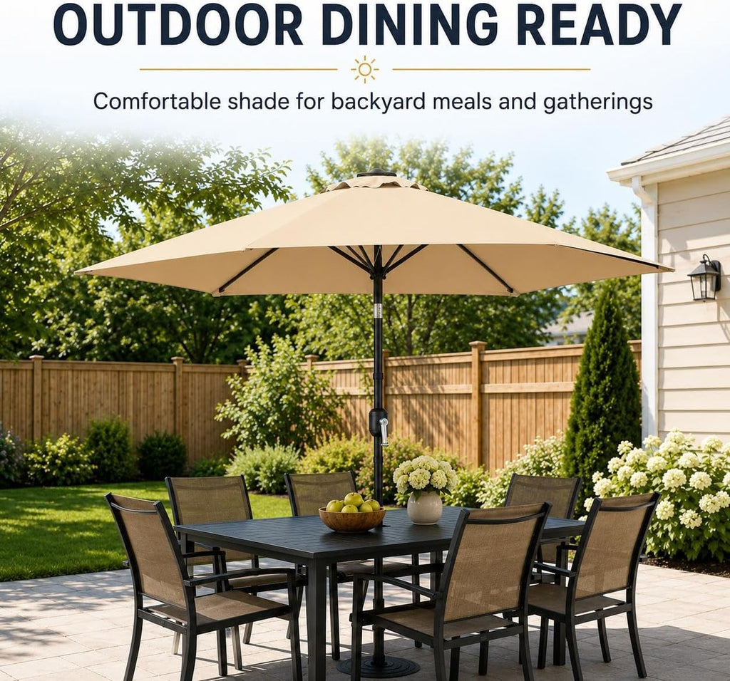 9FT Outdoor Patio Umbrella, Outdoor Table Umbrella with Push Button Tilt and Crank, Yard Sun Shade
