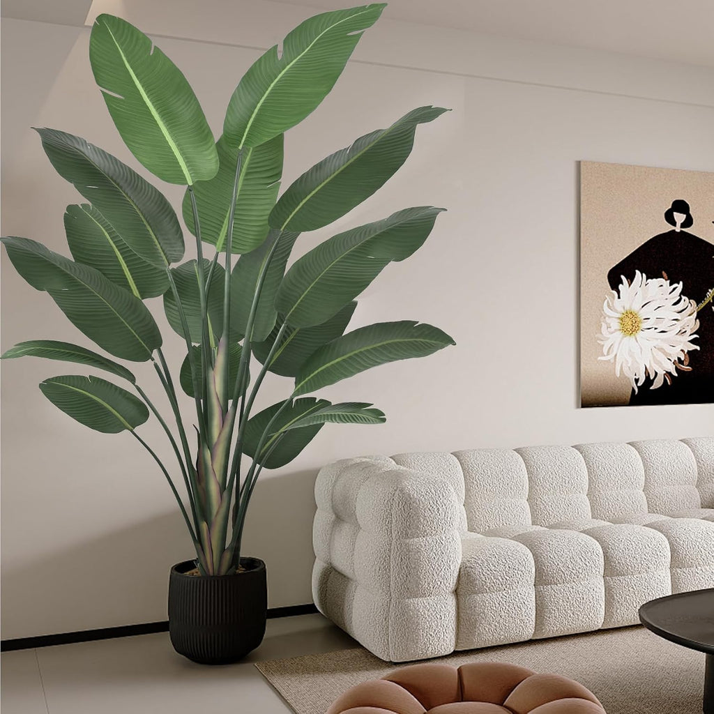 8ft Tall Bird of Paradise Artificial Tree (94 Inch) with Large Trunks and Realistic Leaves Big Faux Floor Potted