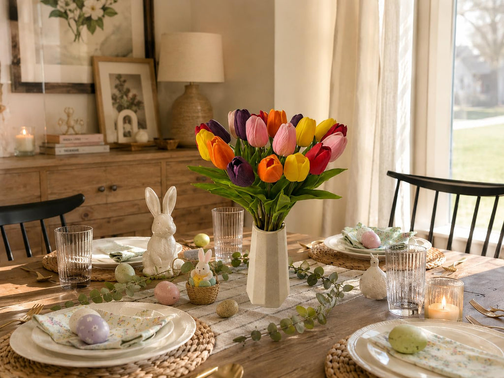 20 Stems Multicolor Artificial Tulip Flowers Centerpieces