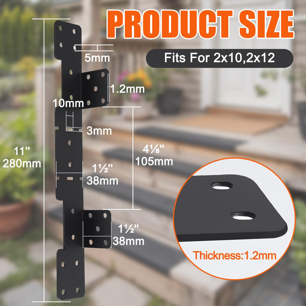 16 Pcs Black Stair Stringer Hanger Bracket, 18 Gauge Stair Stringer