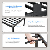 14 inch Metal Queen Bed Frame with Rounded Corner and Headboard Hole Mattress Retainers 3500LBS Heavy Duty Steel Slats