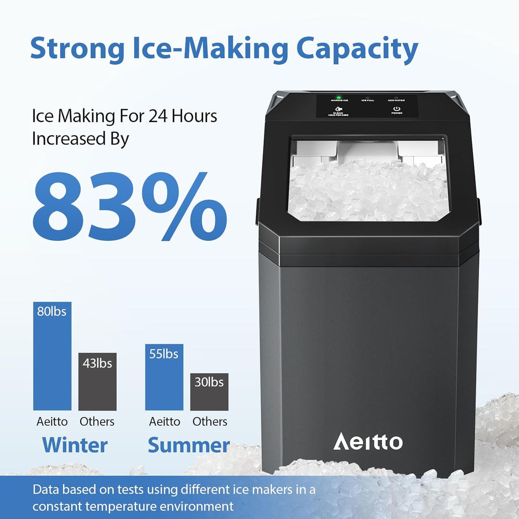 Nugget Ice Maker Countertop, 55lbs/Day, Rapid Ice Release in 5 Mins, Large Capacity Chewable Ice Maker, Self-Cleaning