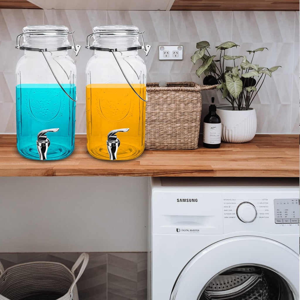 Gallon for Parties,2 Pack Beverage Dispenser With Spigot,Laundry Detergent Dispenser Punch Bowls Juice Water - Set of 2
