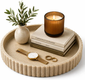 Decorative Tray for Decor - Coffee Table Tray - Round Tray Decor - Coffee Table Decor Centerpiece - Modern Minimalist
