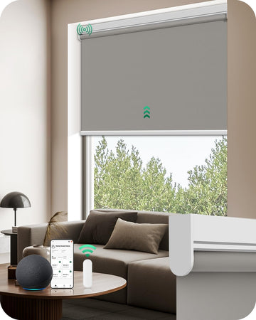 Motorized Blinds with Remote | Automatic Blackout Roller Shades, Easy Install & Smart Control Electric Blinds (Gray