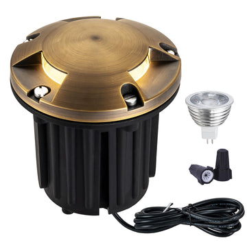 Brass Well Lights Landscape LED Low Voltage 12V Outdoor In Ground Lights Landscape Lighting for Deck and Garden