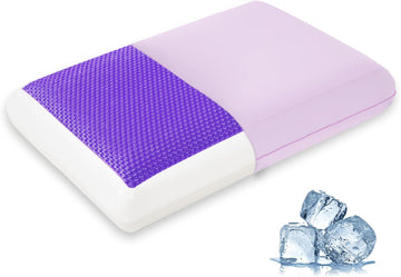 Cooling Gel Memory Foam Pillow for Hot/Side Sleepers, Neck Support, Purple | Ergonomic Pressure Relief, Fits Back &