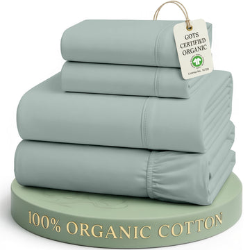 Queen Bed Sheets 100% Organic Cotton 4pc Percale - French Blue