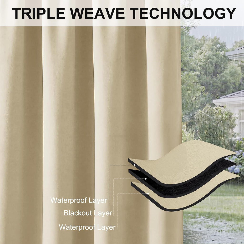 Outdoor Curtains Waterproof Block Sunlight Privacy | Shaded & Privacy Space for Porch Pergola Gazebo Canaba, Thermal