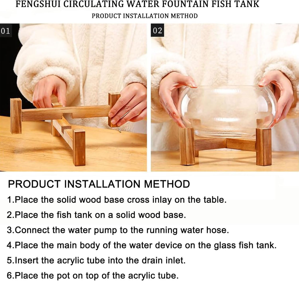 Tabletop Indoor Waterfall Fountain, Zen Water Fountain Indoor Small Fish Tank with Waterfall, Relaxing Feng Shui