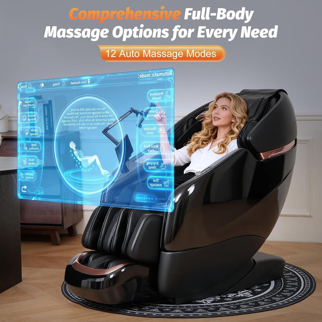 Massage Chair Full Body, 2026 Zero Gravity SL-Track Shiatsu Massage Chairs Recliner with AI Voice, LED Backlight