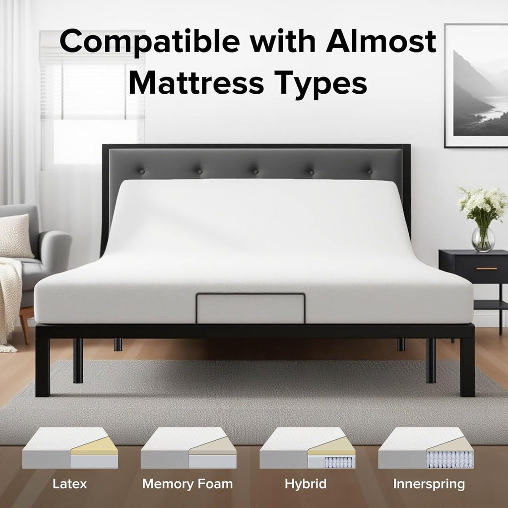Queen Adjustable Bed Frame with Massage & Remote