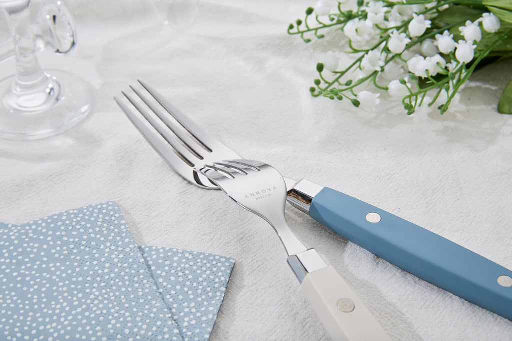 Silverware Set, Retro/Rivet Colorful Stainless Steel Tableware Kitchen Flatware Set Utensils, Includes Dinner Knives