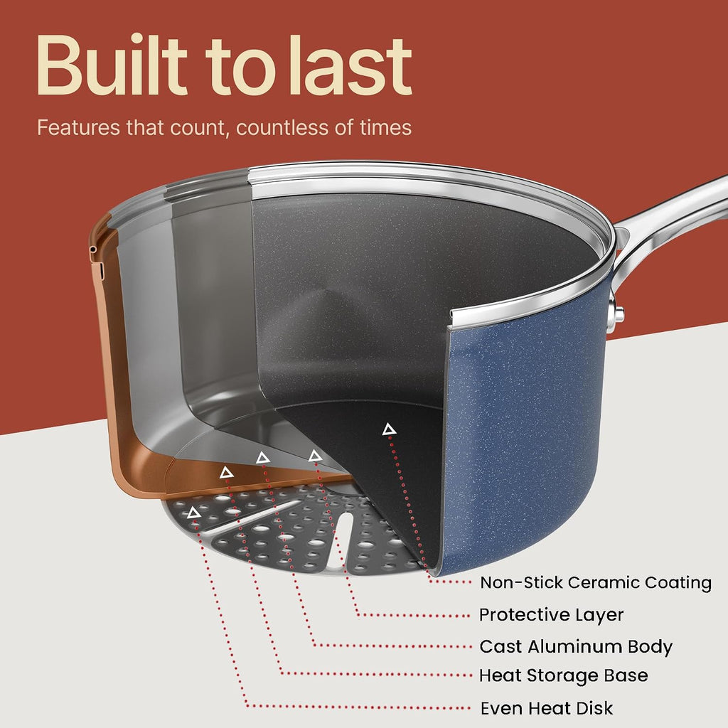 12-Piece Ceramic Cookware Set, Nonstick Pots and Pans Set, Non-Toxic PTFE & PFAS-Free Cookware with Silicone