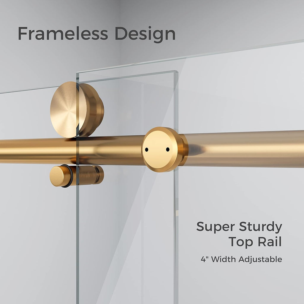 Frameless Shower Door, 56-60" W x 75" H Sliding Glass Shower Door