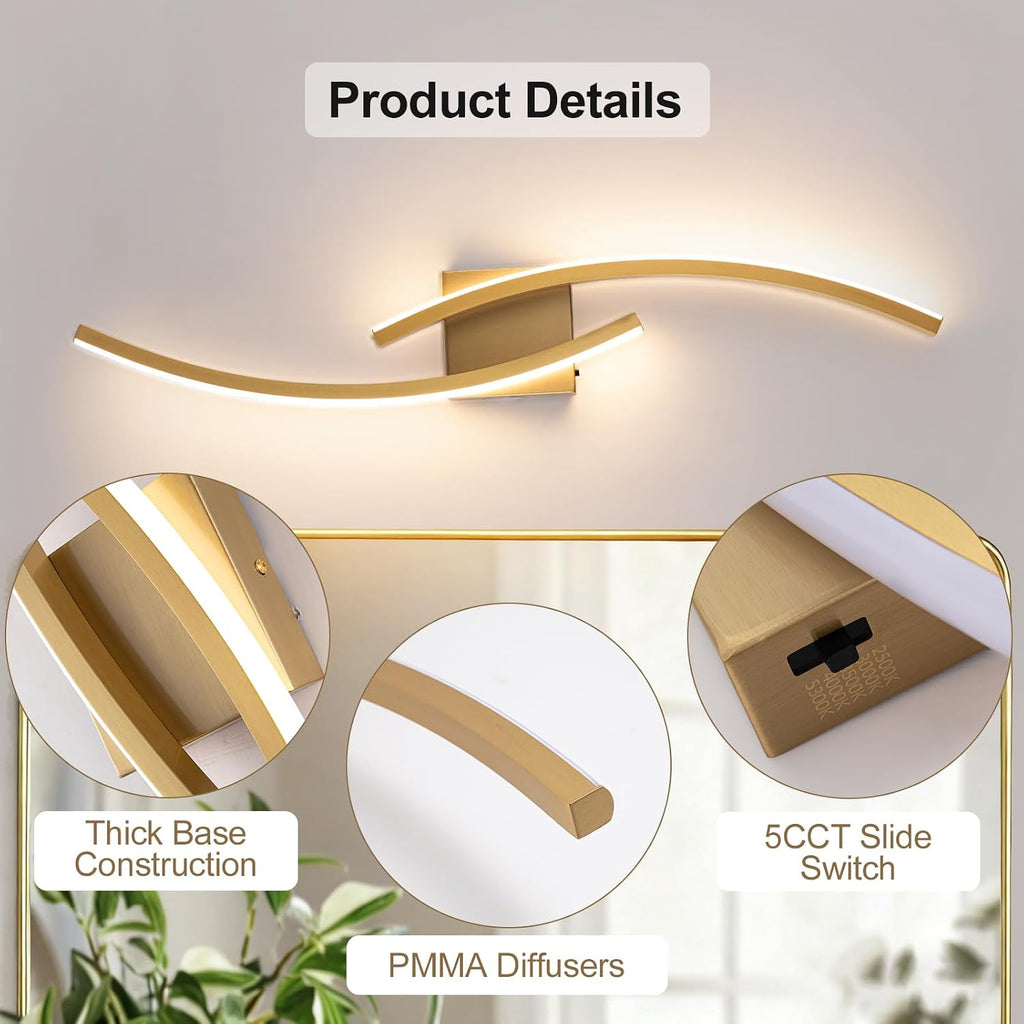 Hardwired Modern LED Wall Light Fixtures, 3000~6000K Modern 5CCT Wall Sconce for Living Room, 31.5IN Indoor Wall