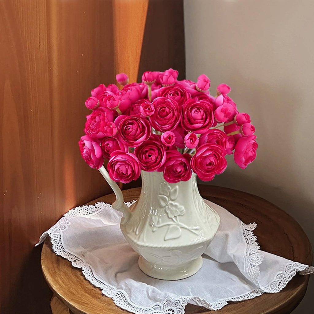 Artificial Ranunculus Flowers Hot Pink Flowers Small 18pcs