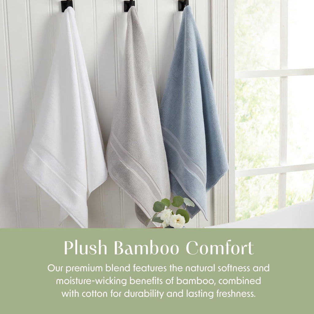 Luxury Bamboo Rayon Plush Bath Towel Set | 4-Pack | White | 35% Bamboo Rayon - 65% Zero Twist Cotton | Absorbent