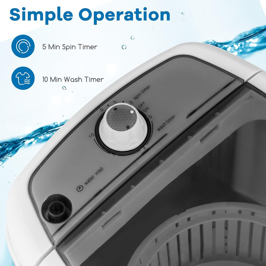 GX24977-PE, Mini Washer and Spinner Combo, 5.5lbs, Semi-automatic Compact Laundry Apartment Dorm RV Portable Washing