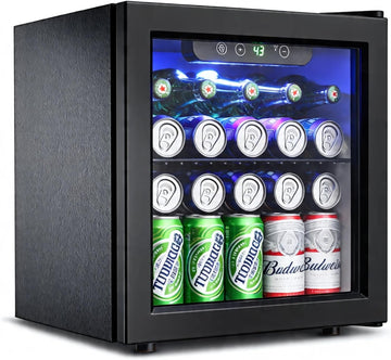 50 Can Beverage Refrigerator Cooler - 1.3 Cu.Ft Mini Fridge with Glass Door, Sod