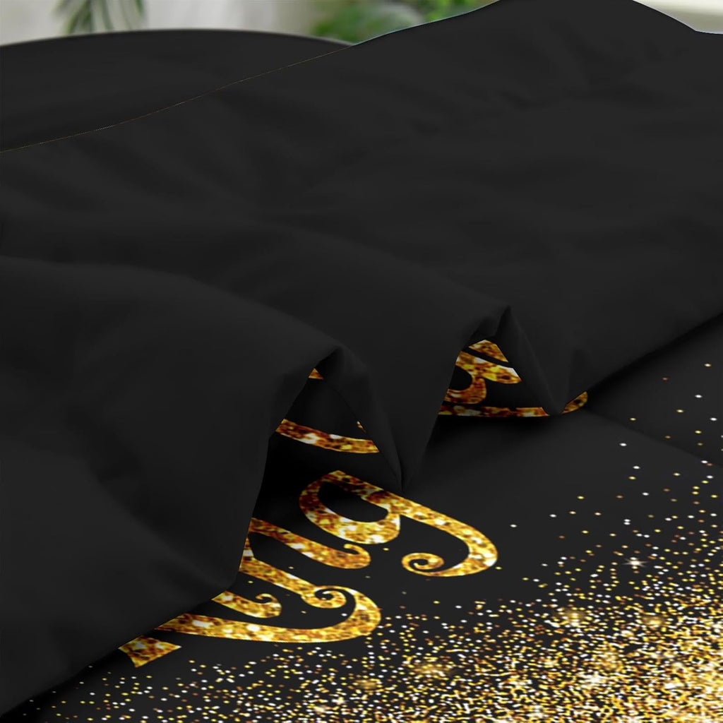 Comforter Set, Black Gold Crown 7 Pcs Bedding for Kids and Adults