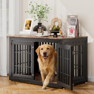 48" Heavy-Duty Dog Crate Furniture for Large Dogs, XXL Wooden Dog Cage Kennel Indoor Furniture