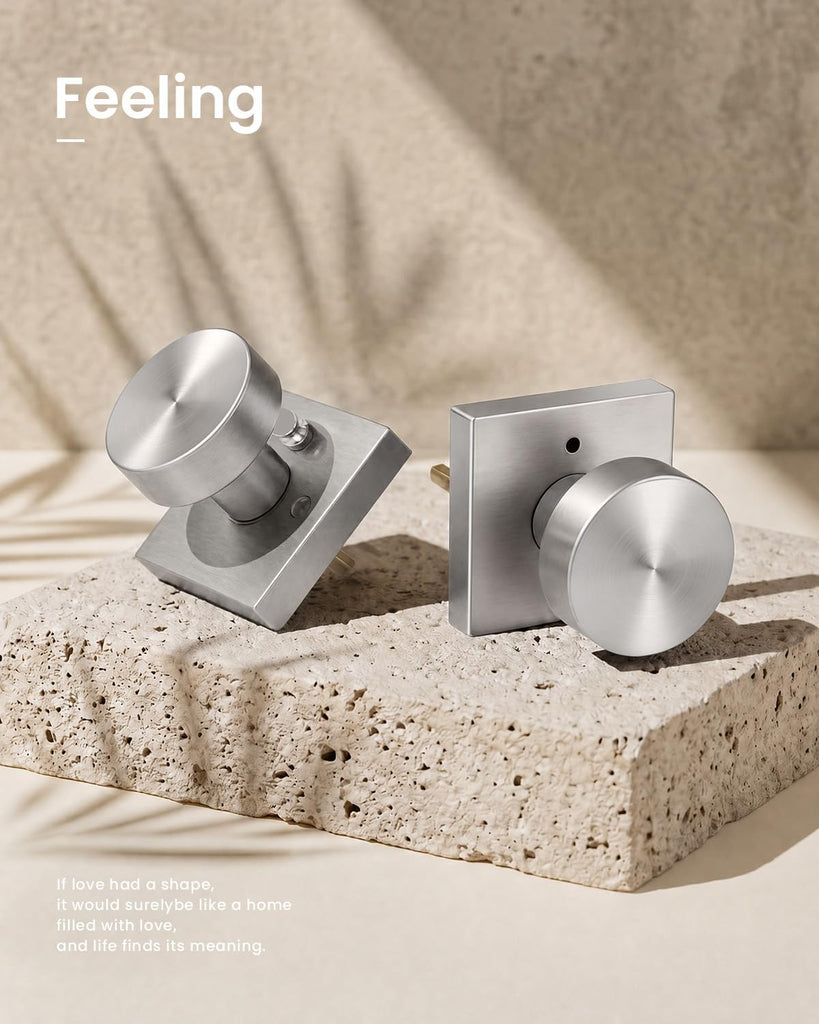 Brushed Nickel Privacy Door Knobs Interior Zinc Alloy,6 Pack