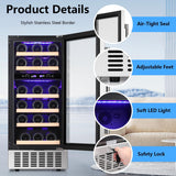Wine Fridge,15 Inch Wine Cooler Refrigerator Under Counter(41-68°F),28 Bottles B