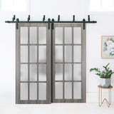 Slab Barn Door Panel Frosted Glass 12 Lites | Felicia 3312 Ginger Ash Grey | Sturdy Finished Doors |