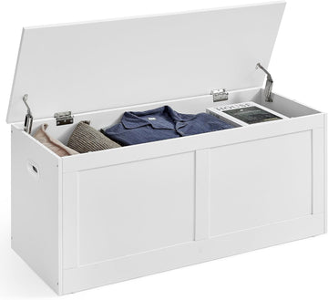 Storage Chest, Storage Trunk with 2 Safety Hinges, Storage Bench, Shoe Bench, Farmhouse Style, 15.7 x 39.4 x 18.3