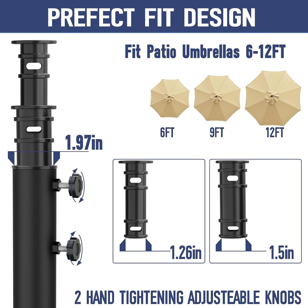 Patio Umbrella Base Heavy Duty with Wheels, Max 200lb Capacity Fillable Planter Umbrella Stand