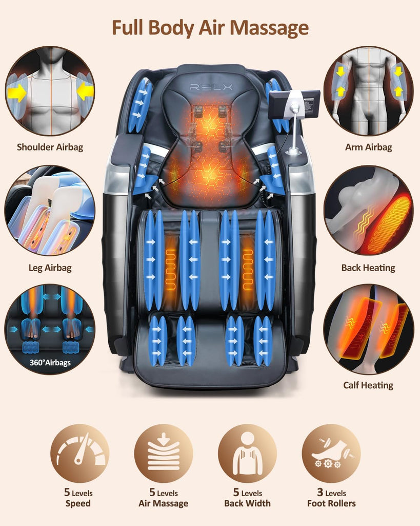 Massage Chair Full Body with Body Scan, Zero Gravity, SL-Track, Black | 20 Modes Shiatsu Massage Chair Built-in Heat