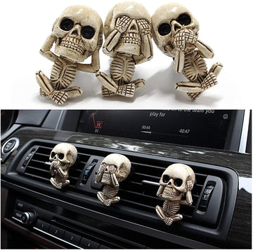 Skull Decor Car Air Freshener Vent Clips Goth Halloween Decorations Gifts