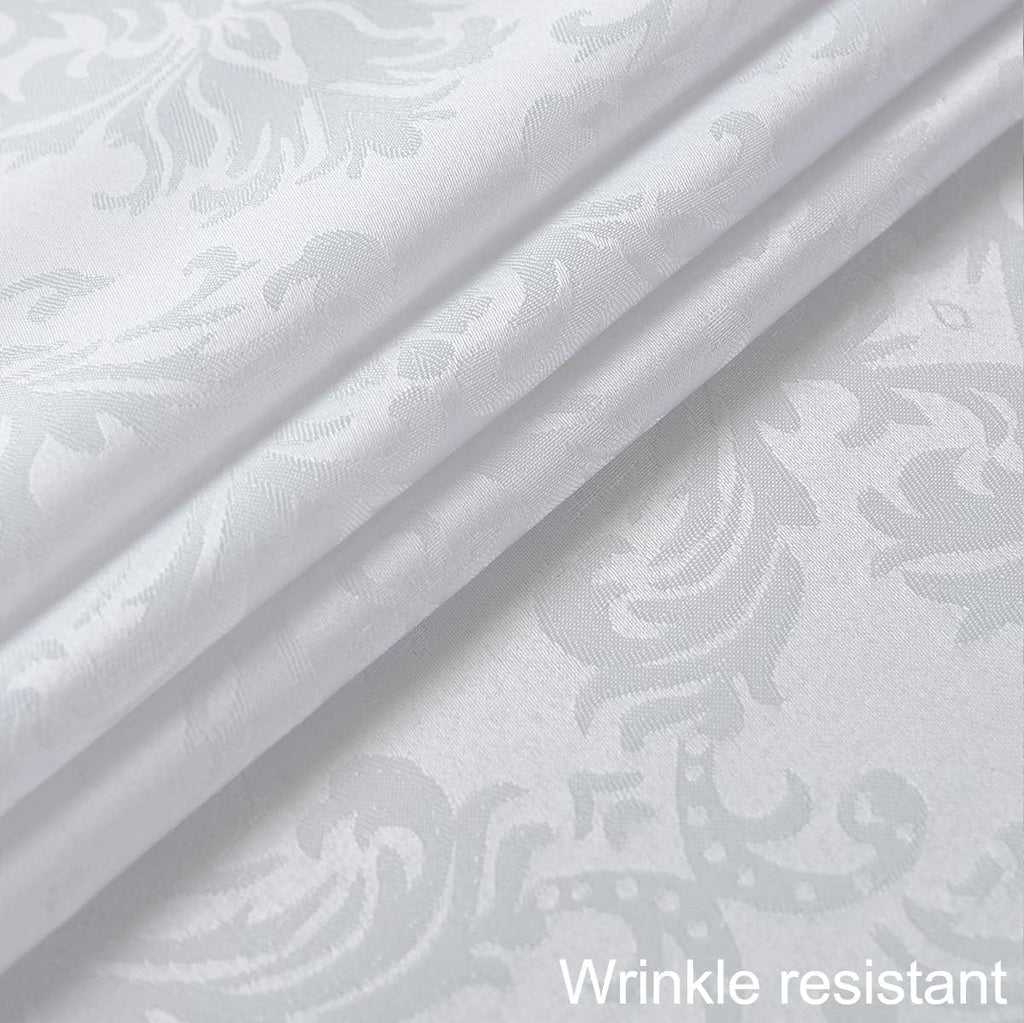 Rectangle Table Cloth - 60 x 102 Inch White Jacquard Tablecloths Damask Design Spillproof Wrinkle Re