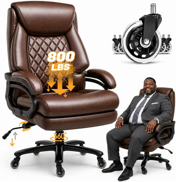 Big and Tall Executive with Adjustable Lumbar Support, Extra Wide Seat, Heavy Duty Computer Desk Chair for Long