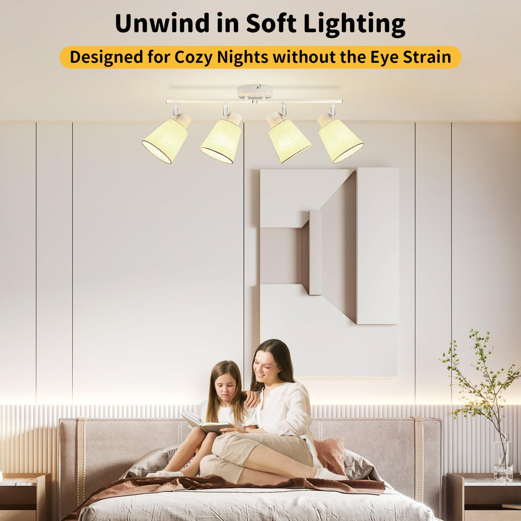 White Track Lighting Ceiling, Fabric Shade Spotlight, E26