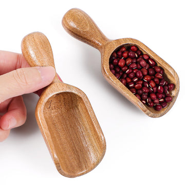 2 PCS Mini Wooden Scoops for Canisters & Jars, Acacia Wood Scoops