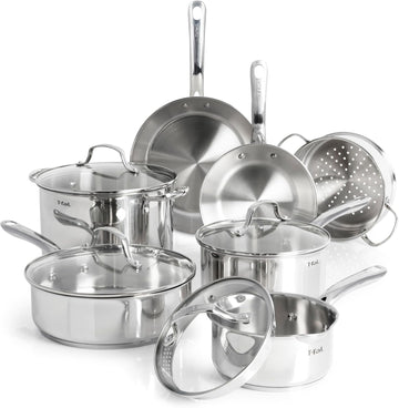 Stainless Steel Pots and Pans Set 11 Piece, Induction, Oven Broiler Safe 500F, Kitchen Cooking Set w/Fry Pans