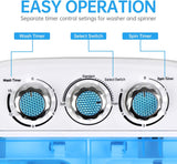 Portable Clothes Washing Machine Mini Twin Tub Small Laundry Washer Aparment Spin Dryer 9.9lbs Capacity Lightweight