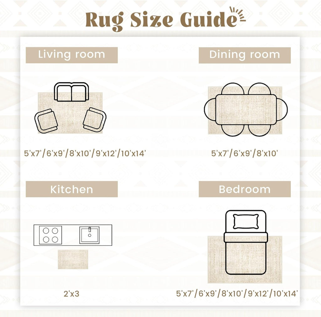 Living Room Rugs: Washable Moroccan Geometric Boho Rug Farmhouse Non Slip Stain Resistant Large Rug Low Pile