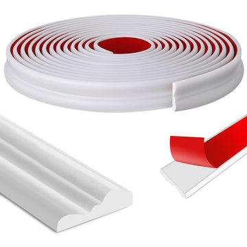20 Ft x 1.1' Wall Decoration Molding Trim, White Self-Adhesive 3D Chair Rail Panel Molding, Flexible DIY Wall Trim