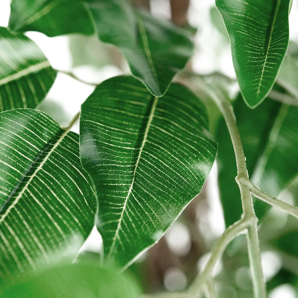 Artificial Tree in Geometric Pattern Planter, Fake Ficus Silk Tree for Indoor and Outdoor Home Decoration - 75"