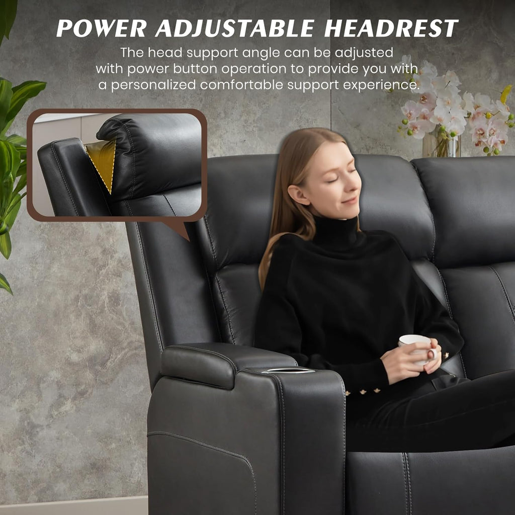 Power Reclining Sofa with Adjustable Headrest