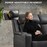 Power Reclining Sofa with Adjustable Headrest