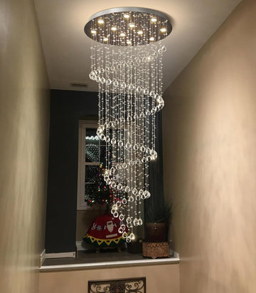 78 Inches Crystal Glam Chandelier Long Light Chandeliers with Dimmable Light Bulbs Silver High Ceiling Pendants Light Fixtures for Foyer Entryway Living Room Stair