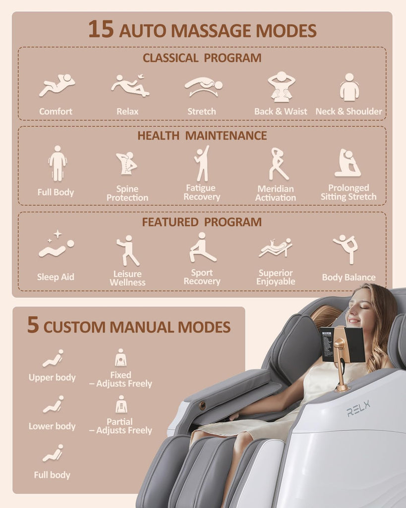 Massage Chair Full Body with Body Scan, Zero Gravity, SL-Track, White | 20 Modes Shiatsu Massage Chair Built-in Heat