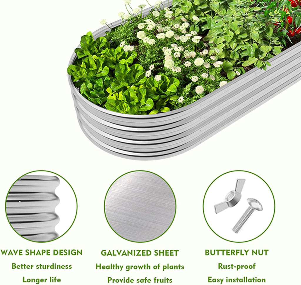 2-Pack Metal Raised Garden Bed, 4x2x1ft Galvanized Planter Box for Outdoor Vegetables & Flowers, Corrosion-Resistant
