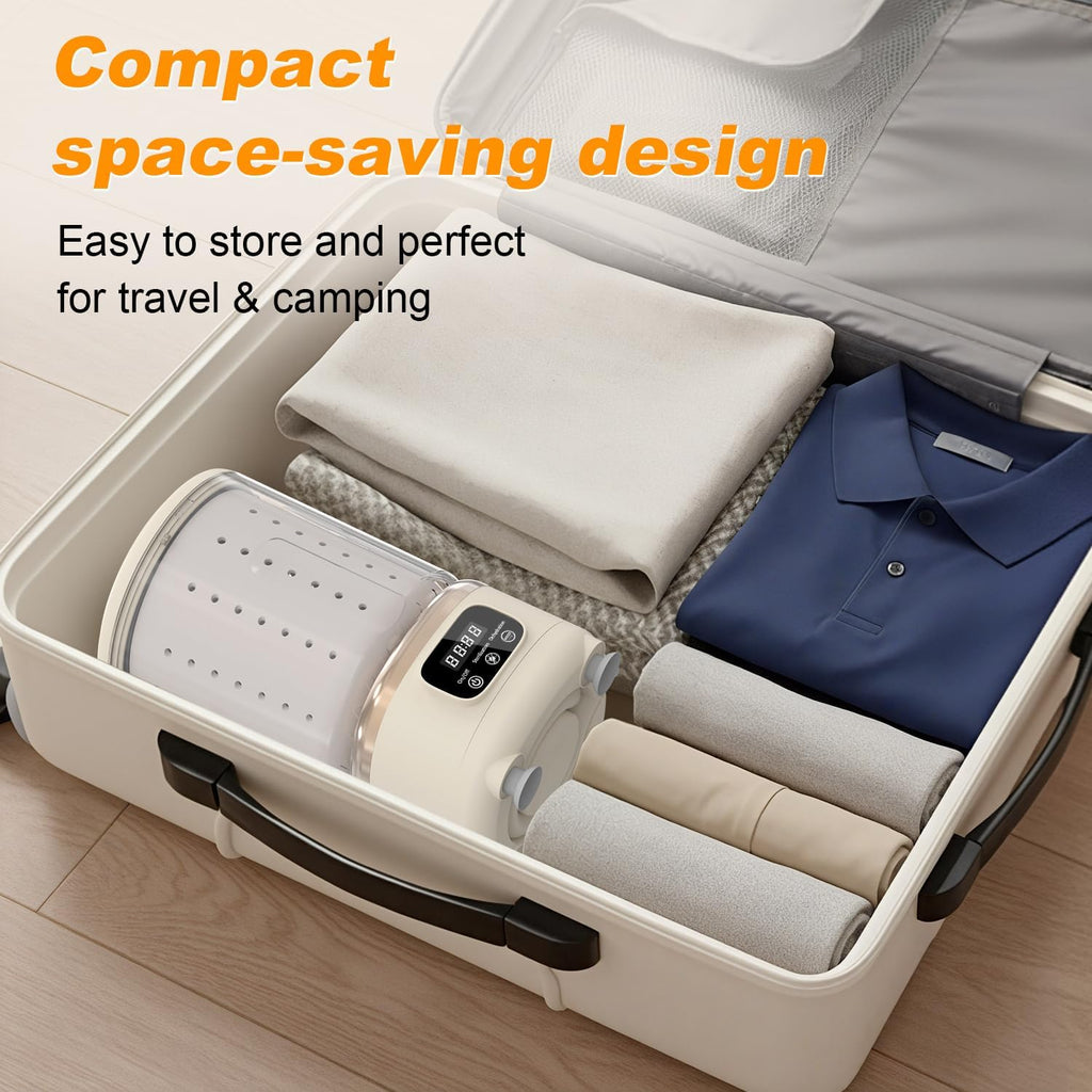 Portable Mini Washing Machine, 2L USB Rechargeable 3000mAh with Spin Dry Basket, 3 Modes Blue Light Cleaning, Compact