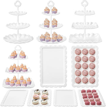 Cupcake Stand Dessert Table Display Set Serving Tray for Party - Set of 10