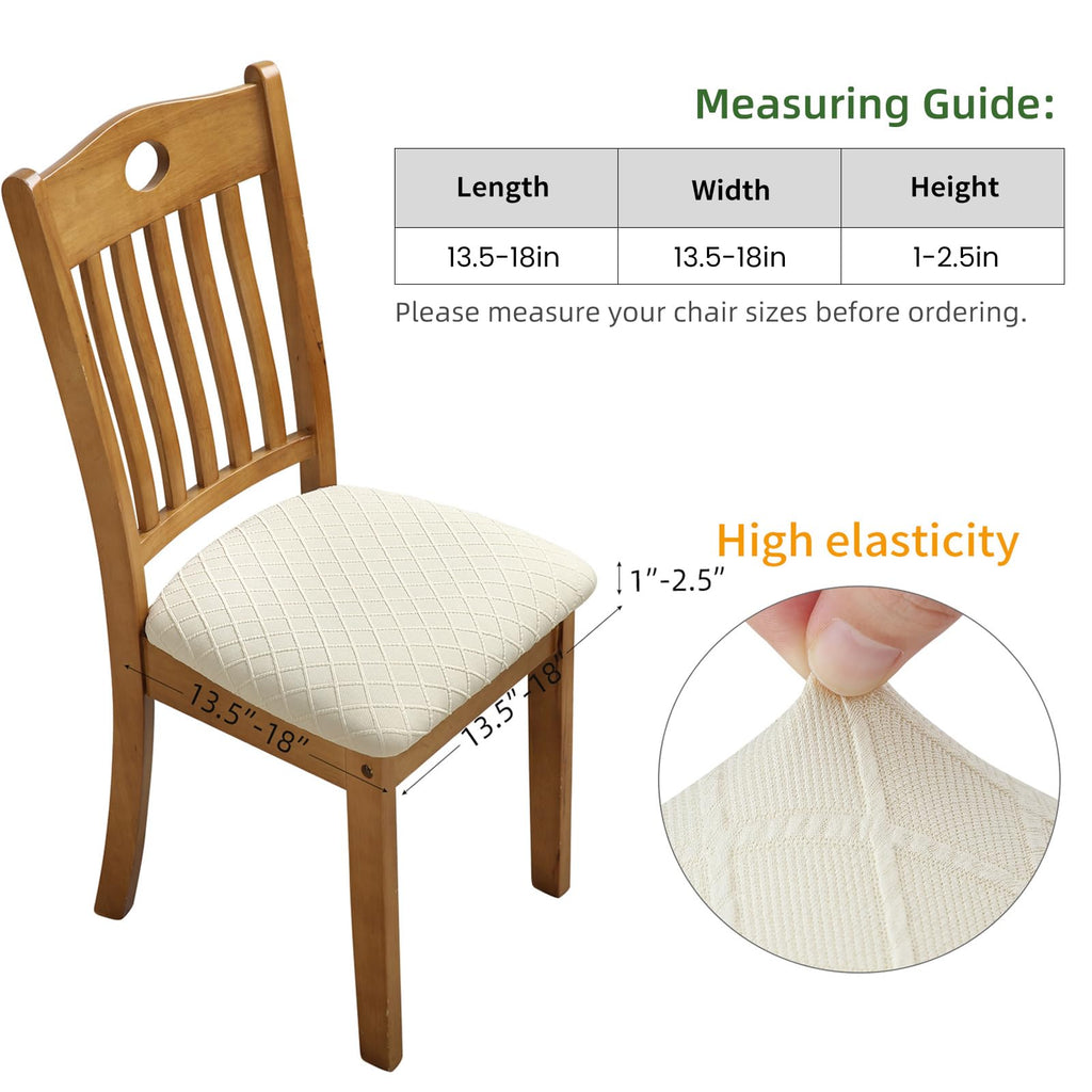 Dining Chair Seat Covers Stretch Slipcovers, 6 Pack, Beige